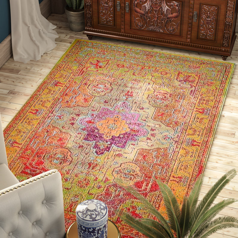 World Menagerie Newton Oriental Orange Area Rug & Reviews Wayfair